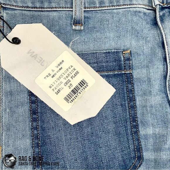 RAG & BONE SANTA CRUZ FLARE CROP JEANS IN PATCH VARICK WOMEN’S SIZE 28 RAW HEM - Picture 14 of 16